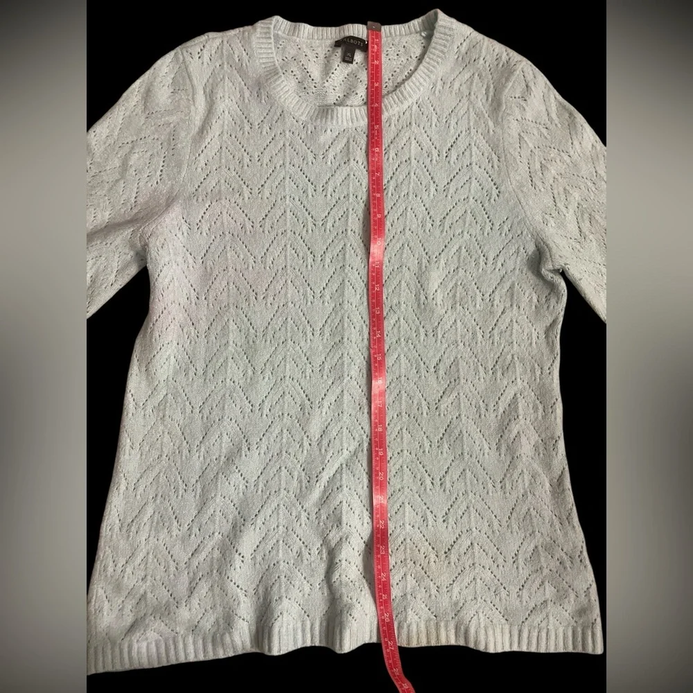 Talbots XL robins egg Tiffany blue pointelle vintage pullover sweater so pretty